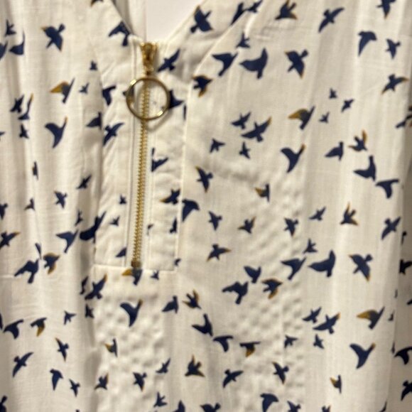 Siren Lily Blouse Sz 3X Bird Pattern Blouse With Zipper Neckline. NWT - Picture 6 of 12